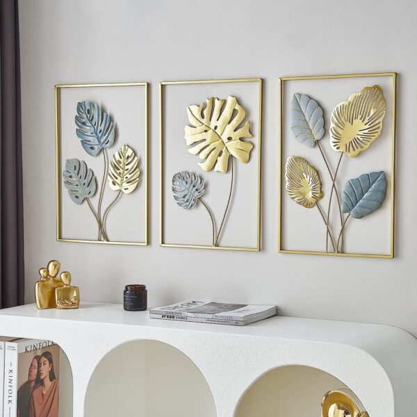 3 Pieces Leaf Wall Hanging Decor Gold Wall Decor Home Decor Wall Decor Office Wall Decor Metal Wall Art (1)