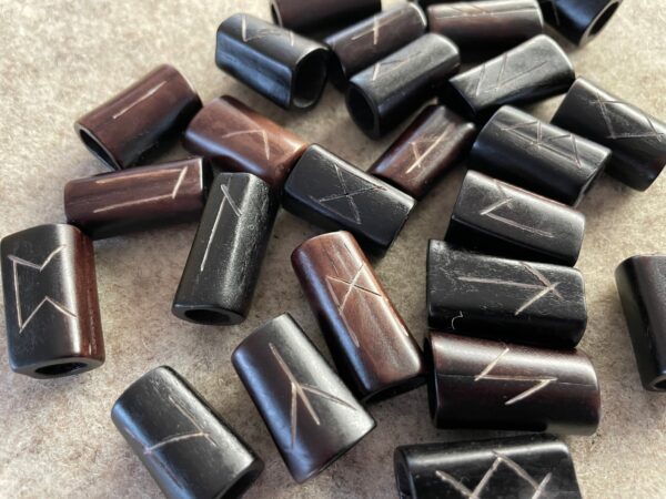 Real Bone Runes, Dyed, Futhark Set 24+ blank, Unique, Water Polished Quality (1)