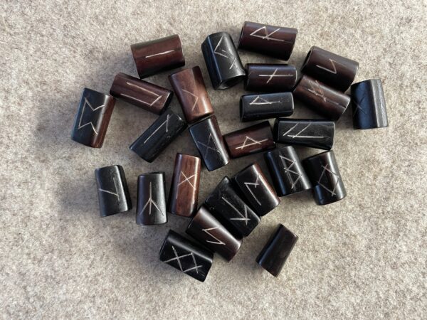 Real Bone Runes, Dyed, Futhark Set 24+ blank, Unique, Water Polished Quality (3)
