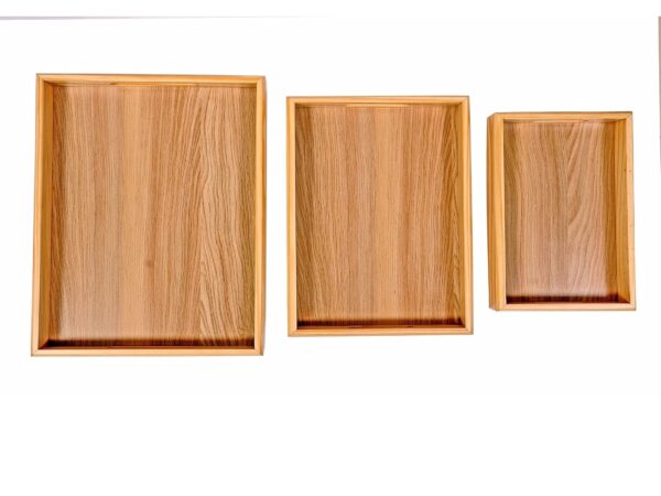Wooden Rectangular Shape Tray For Serving Pinewood Serving Tray Set Of 3 (1)